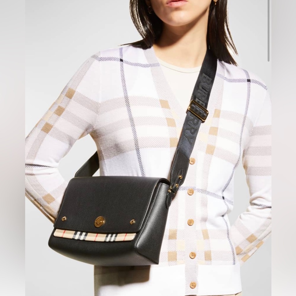 Burberry Authentic Note medium leather & vintage check crossbody bag (Orginal)